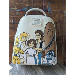 New Disney Parks Star Wars Cartoon Characters Loungefly Mini Backpack, NWT!